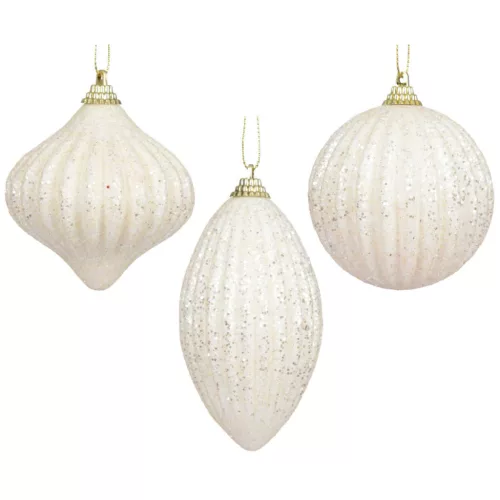Glitteres habgömb gyapjú fehér 8cm