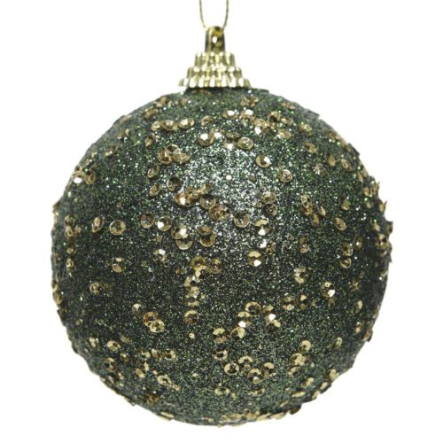 Arany flitteres gömb fenyő zöld 8cm