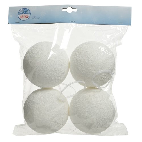 Hógolyó akasztóval fehér 10cm 4db-os
