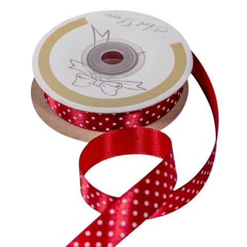 Szatén szalag pöttyös bordó 15mmx25m