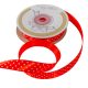Szatén szalag pöttyös piros 15mmx25m