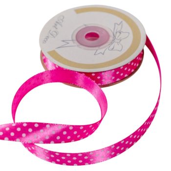 Szatén szalag pöttyös ciklámen 15mmx25m