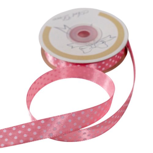 Szatén szalag pöttyös rózsaszín 15mmx25m