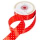 Szatén szalag pöttyös piros 25mmx25m