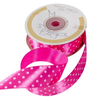 Szatén szalag pöttyös ciklámen 25mmx25m