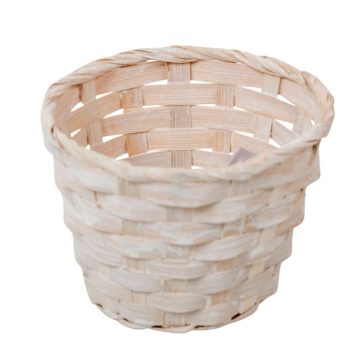 Bambusz kaspó kerek mosott fehér D13cm M10cm