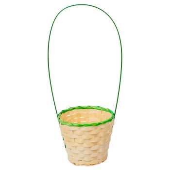 Bambusz kaspó füllel kerek natúr-zöld D15cm M41cm