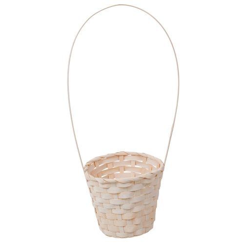 Bambusz kaspó füllel kerek fehér D15cm M41cm