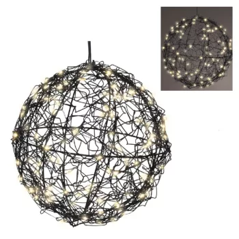   Stilizált gömb 60 LED-es flash elemes (elem nélkül) fekete- meleg 15cm
