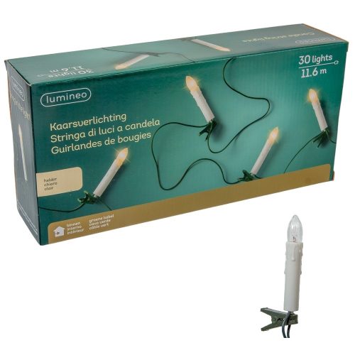 Gyertya füzér 30 LED-es meleg adapteres 11,6m