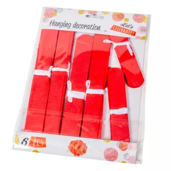 Papír dísz piros 25-20-15cm 6db-is