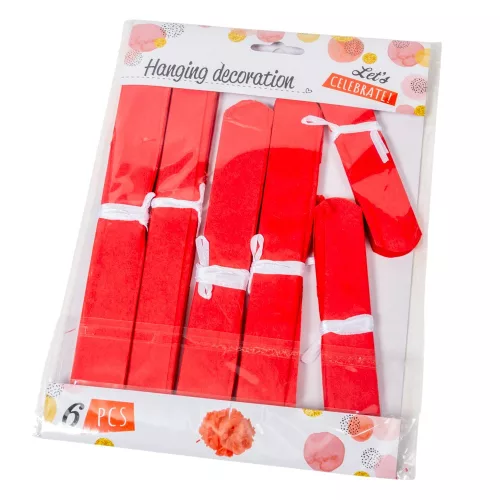 Papír dísz piros 25-20-15cm 6db-is