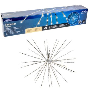 Sarkcsillag 60 LED-es elemes fehér időzítős meleg 45cm