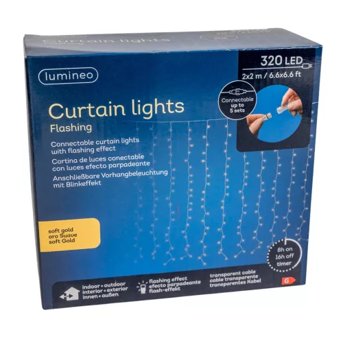 Fényfüggöny sorolható 320 LED-es 2x2m transzarens flash adapteres meleg