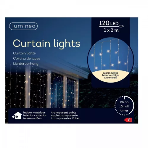 Fényfüggöny 120 LED-es transparens adapteres meleg 1x2m
