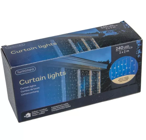 Fényfüggöny 240 LED-es transparens adapteres meleg 2x2m