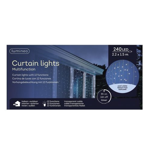 Fényfüggöny 240 LED-es 225x150cm programos adapteres hideg
