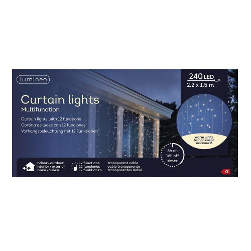 Fényfüggöny 240 LED-es 225x150cm programos adapteres meleg