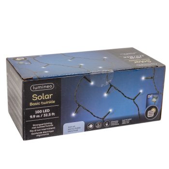 Szolár fényfüzér 100 LED-es hideg