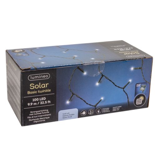 Szolár fényfüzér 100 LED-es hideg