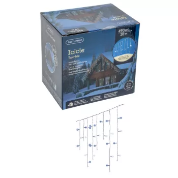   Jégcsap  490 LED-es transzparens programos időzítős adapteres hideg-kék 20x0,5m