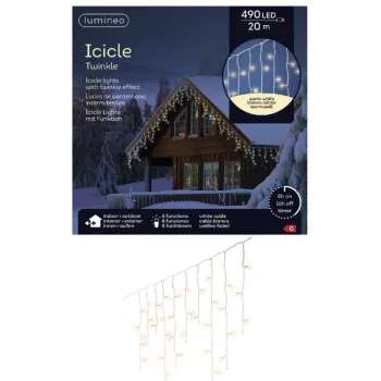   Jégcsap 490 LED-es fehér kábeles időzítős programos adapteres meleg 20m
