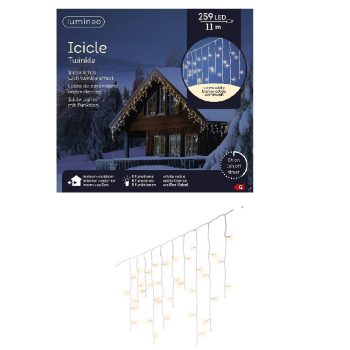   Jégcsap 259 LED-es fehér kábeles időzítős programos adapteres meleg 11m