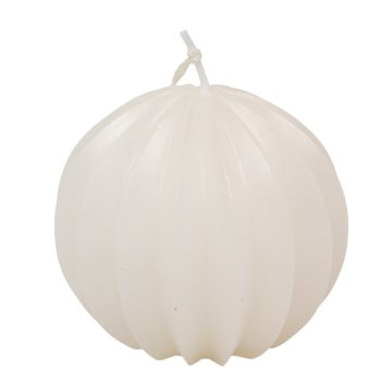 Bodrás gömb gyertya fehér 5x7cm