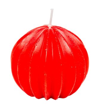 Bodrás gömb gyertya piros 5x7cm