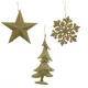 Akasztós karácsonyi dísz glitteres arany 10-15cm