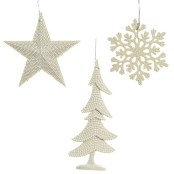 Akasztós dísz fehér glitteres 10cm