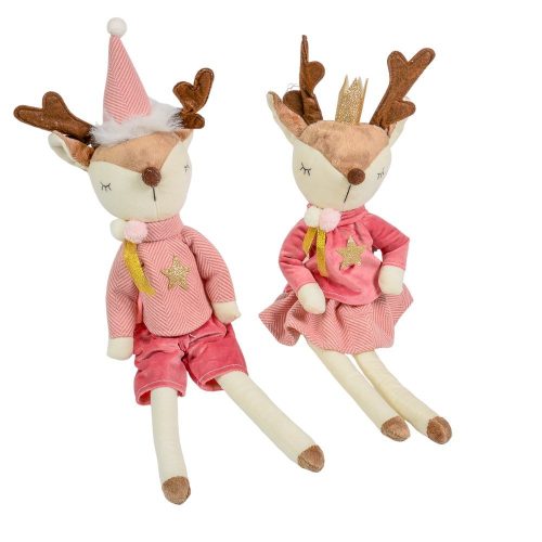 Lógólábú textil szarvas rózsaszín M36cm