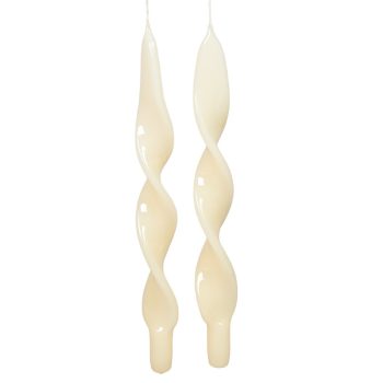 Lakkozott hosszú szalag csavart gyertya ekrü  310x22mm