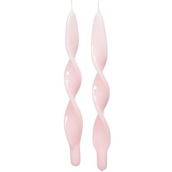   Lakkozott hosszú szalag csavart gyertya rózsaszín 310x22mm