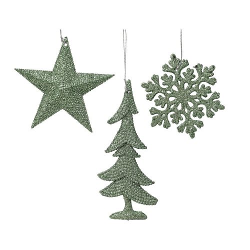 Akasztós dísz glitteres matcha zöld 10cm