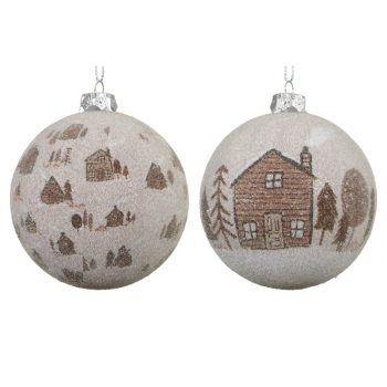 Házikó mintás műanyag gömb 8cm