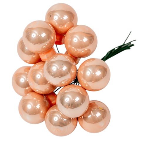 Üveggömb pick barack gyöngy fényes 2cm 12db-os