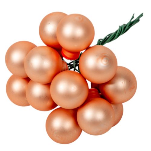 Üveggömb pick barack gyöngy matt 2cm 12db-os