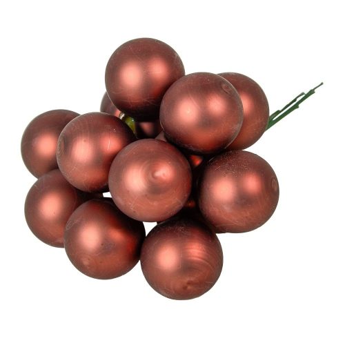 Üveggömb pick sötétbarna matt 2,5cm 12db-os