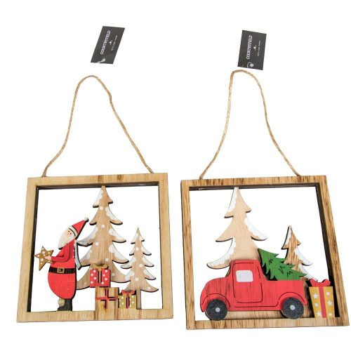 Karácsonyi áttört kép keretben akasztós 15cm