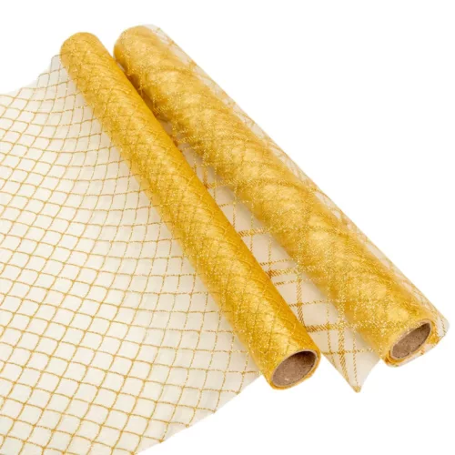 Glitteres organza dekor anyag arany 36,5x200cm