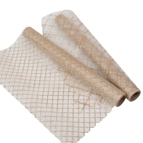 Glitteres organza dekor anyag pezsgő 36,5x200cm