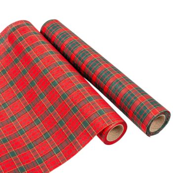 Kockás dekor anyag piros-zöld 28X270cm