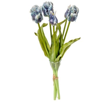 Papagáj tulipán köteg 5v. gumi kék M39cm 12db/#