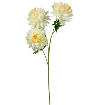 Gömb dália ág 3 virágos krém 75cm