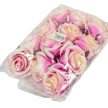Rózsa virágfej lila-krém D7cm 12db/csom