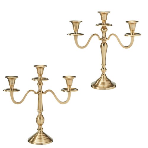 Gyertyatartó alu 3 ágú arany színű 30cm