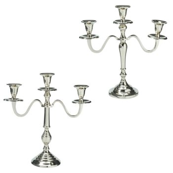 Gyertyatartó alu 3 ágú ezüst színű 30cm