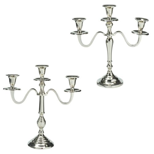 Gyertyatartó alu 3 ágú ezüst színű 30cm