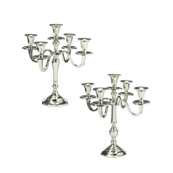Gyertyatartó alu 5 ágú ezüst M30cm